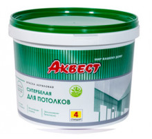 Краска акриловая для потолков Аквест-4 Стандарт матовая супербелая 1,4 кг.