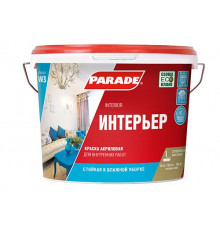 Краска акриловая для стен и потолков матовая PARADE W3 Интерьер белая 5л. Россия
