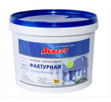 Краска акриловая фактурная для наружных работ Аквест-33 Мастер супербелая 9 кг.