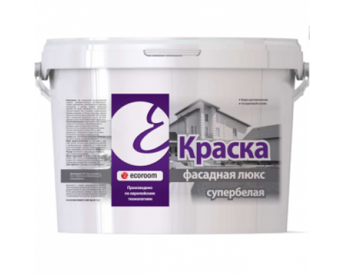 Краска акриловая фасадная Ecoroom люкс белая 3 кг.