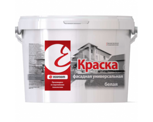 Краска акриловая фасадная Ecoroom универсальная белая 3 кг.