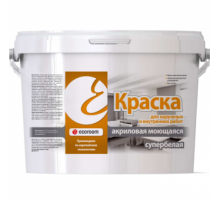 Краска акриловая моющаяся для стен и потолков Ecoroom супербелая 1,4 кг.