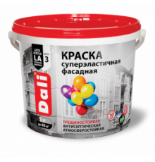 Краска акриловая суперэластичная фасадная "DALI" белая 9 л., Рогнеда