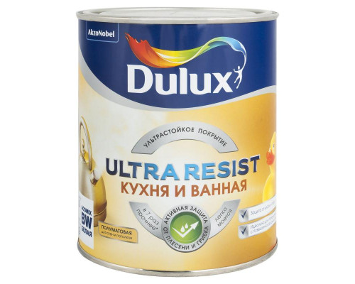 Краска для кухни и ванной латексная Dulux Ultra Resist полуматовая белая 1 л. 