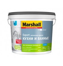 Краска для кухни и ванной латексная Marshall матовая белая 5 л.