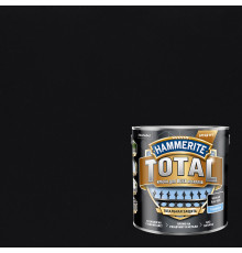 Краска для металлических поверхностей алкидная Hammerite Total гладкая черная RAL 9005 2,2 л, 
