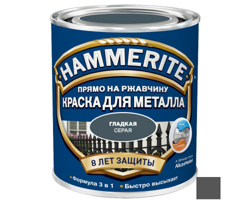 Краска для металлических поверхностей гладкая глянцевая Hammerite / Хаммерайт черная 2,5 л.