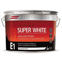 Краска для потолков глубокоматовая PARADE  SUPER WHITE E1 супер белая 0,9л. Россия