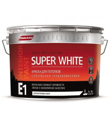 Краска для потолков глубокоматовая PARADE  SUPER WHITE E1 супер белая 2,7л. Россия