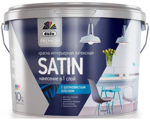 Краска для стен и потолков латексная Dufa Premium Satin Интерьерная средне глянецевая белая 2,5 л.