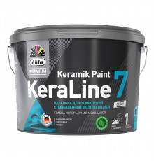 Краска для стен и потолков моющаяся Düfa Premium KeraLine Keramik Paint 7 матовая белая 9 л.