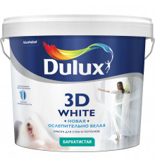 Краска для стен и потолков водно-дисперсионная Dulux 3D White бархатистая белая 10 л.