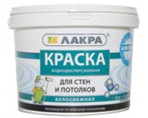 Краска для стен и потолков водно-дисперсионная Лакра Белоснежный (ведро) 14кг. Л-С