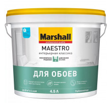 Краска для стен и потолков водно-дисперсионная Marshall Maestro Интерьерная Классика глубокоматовая белая 4,5 л.
