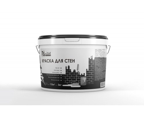 Краска для стен моющаяся бархатисто-матовая Paritet супербелая 3 кг.