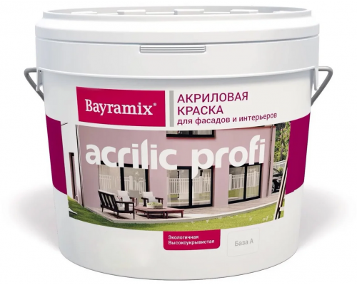 Краска фасадная акриловая Bayramix Acrilic Profi матовая 0,9 л. база А 