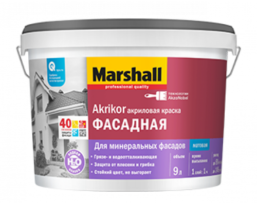 Краска фасадная акриловая Marshall Akrikor матовая база BC 0,9 л.