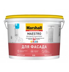 Краска фасадная акриловая Marshall Maestro глубокоматовая база BW 0,9 л.