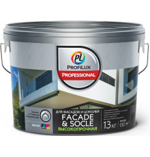 Краска фасадная акриловая Profilux Professional Faсade & Socle глубокоматовая 13 кг.