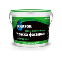 Краска фасадная особопрочная водно-дисперсионная акриловая "Krafor" белая 40 кг.