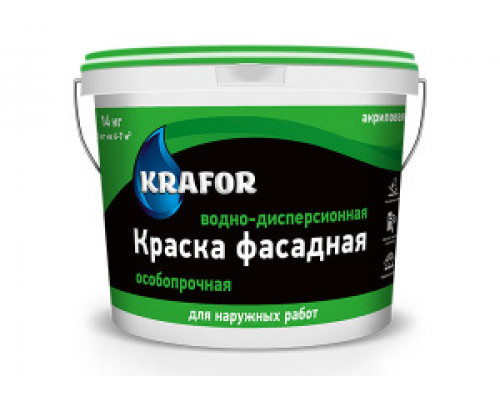 Краска фасадная водно-дисперсионная акриловая 14 кг.,"Krafor"