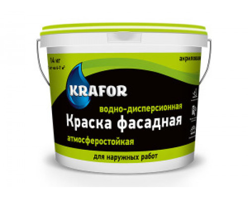 Краска фасадная водно-дисперсионная акриловая 14 кг.,"Krafor"