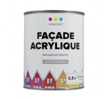 Краска фасадная водно-дисперсионная ,суперстойкая Vincent Facade Acrylique  База А, матовая 0.8 л