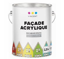 Краска фасадная водно-дисперсионная ,суперстойкая Vincent Facade Acrylique  База С, матовая 2 л