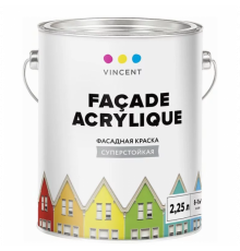Краска фасадная водно-дисперсионная ,суперстойкая Vincent Facade Acrylique  База С, матовая 2 л