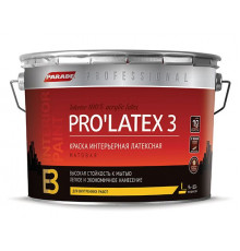 Краска интерьерная латексная матовая PARADE PRO'LATEX Е3 база А 2,7л. Россия