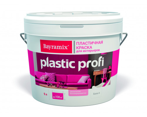 Краска интерьерная пластичная акриловая Bayramix Plastic Profi матовая 9 л. база А