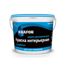 Краска интерьерная супербелая водно-дисперсионная акриловая 3 кг "Krafor"