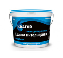 Краска интерьерная супербелая водно-дисперсионная акриловая 6,5 кг "Krafor"