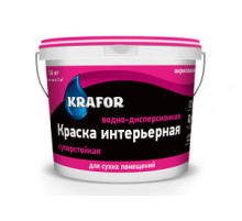 Краска интерьерная суперстойкая водно-дисперсионная акриловая 6,5 кг "Krafor"