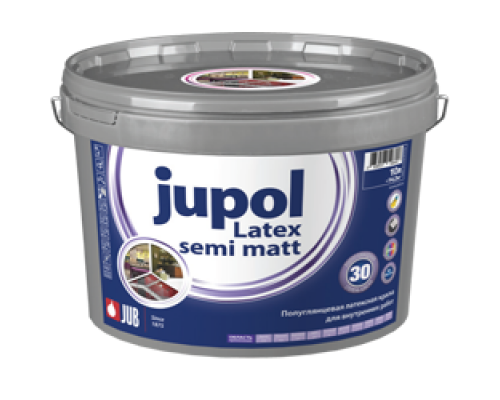 Краска латексная для внутренних работ JUPOL Latex semi matt База А (1001) полуглянцевая 10 л., JUB