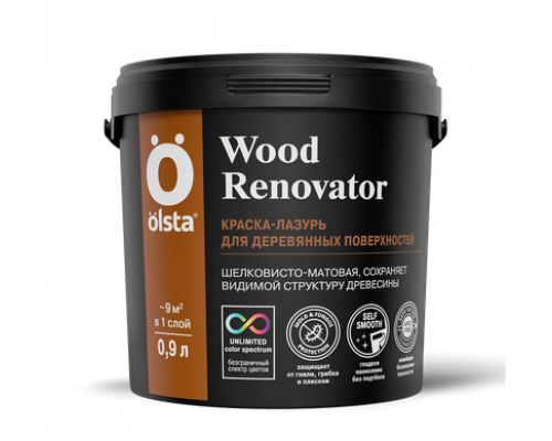 Краска-лазурь для деревянных поверхностей Olsta Wood Renovator Шелковисто-матовая 0,9 л.