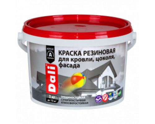 Краска резиновая для кровли, цоколя, фасада "DALI" красно-коричневая 12 кг. "РОГНЕДА"