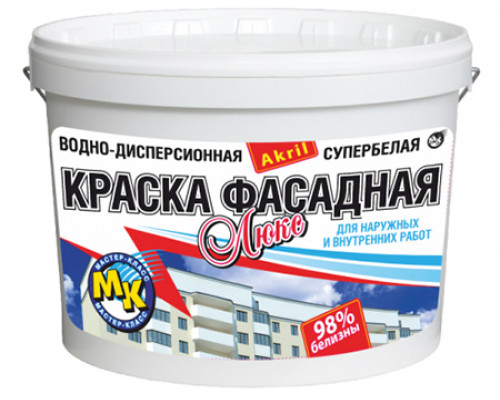 КРАСКА ВД-АК-104 "ФАСАДНАЯ-ЛЮКС" ДЛЯ НАРУЖ./ВНУТР. РАБОТ МОЮЩАЯСЯ 4 КГ МК