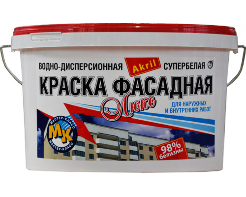 КРАСКА ВД-АК-104 "ФАСАДНАЯ-ЛЮКС" ДЛЯ НАРУЖ./ВНУТР. РАБОТ МОЮЩАЯСЯ 40 КГ МегаКрас