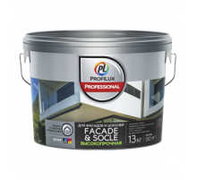 Краска ВД Profilux FACADE & SOCLE акриловая БАЗА 3 (13кг) для фасадов и цоколей