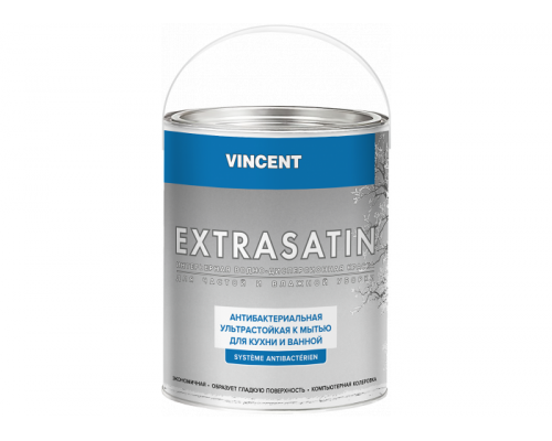 Краска водно-дисперсионная для кухни и ванной Vincent Extrasatin база А, полуглянцевая 0,8 л