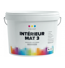 Краска водно-дисперсионная для стен и обоев Vincent Interieur Mat 3 белая,суперматовая 9 л