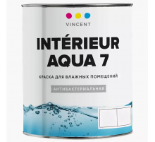 Краска водно-дисперсионная для влажных помещений Vincent Intérieur Aqua7 база А,шелк-мат. 0,8 л