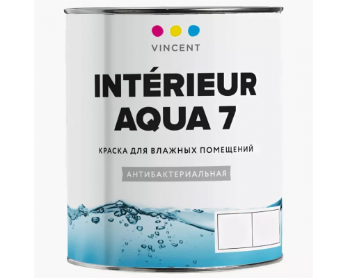 Краска водно-дисперсионная для влажных помещений Vincent Intérieur Aqua7 база А,шелк-мат. 0,8 л