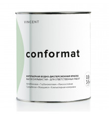 Краска водно-дисперсионная интерьерная антибликовая Vincent Conformat база А, глубокоматовая 0,8 л