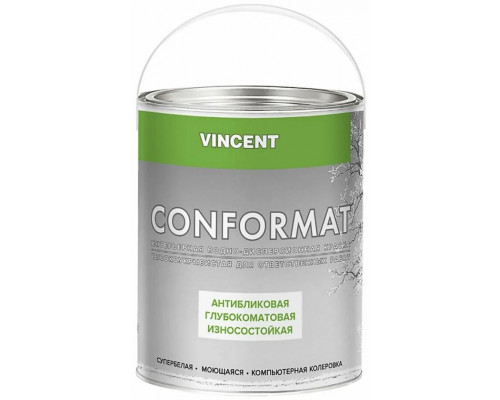 Краска водно-дисперсионная интерьерная антибликовая Vincent Conformat база С, глубокоматовая 0,7 л