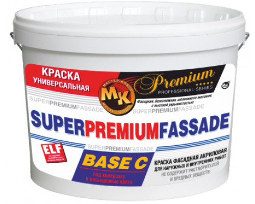 Краска водоэмульсионная фасадная База С «Super Premium Fassade» Мастер Класс 10 л