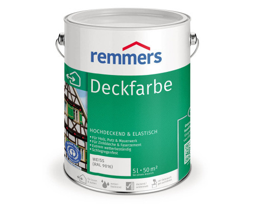 Краска высокоэластичная акриловая премиум-класса Remmers Deckfarbe шелковисто-матовая База А 0,75 л.