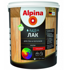 Лак акриловый для стен и потолков Alpina Аква глянцевый колеруемый 2,5 л.