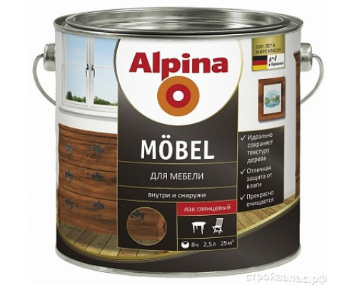 Лак для мебели Alpina Mobel GL глянцевый 0,75 л.